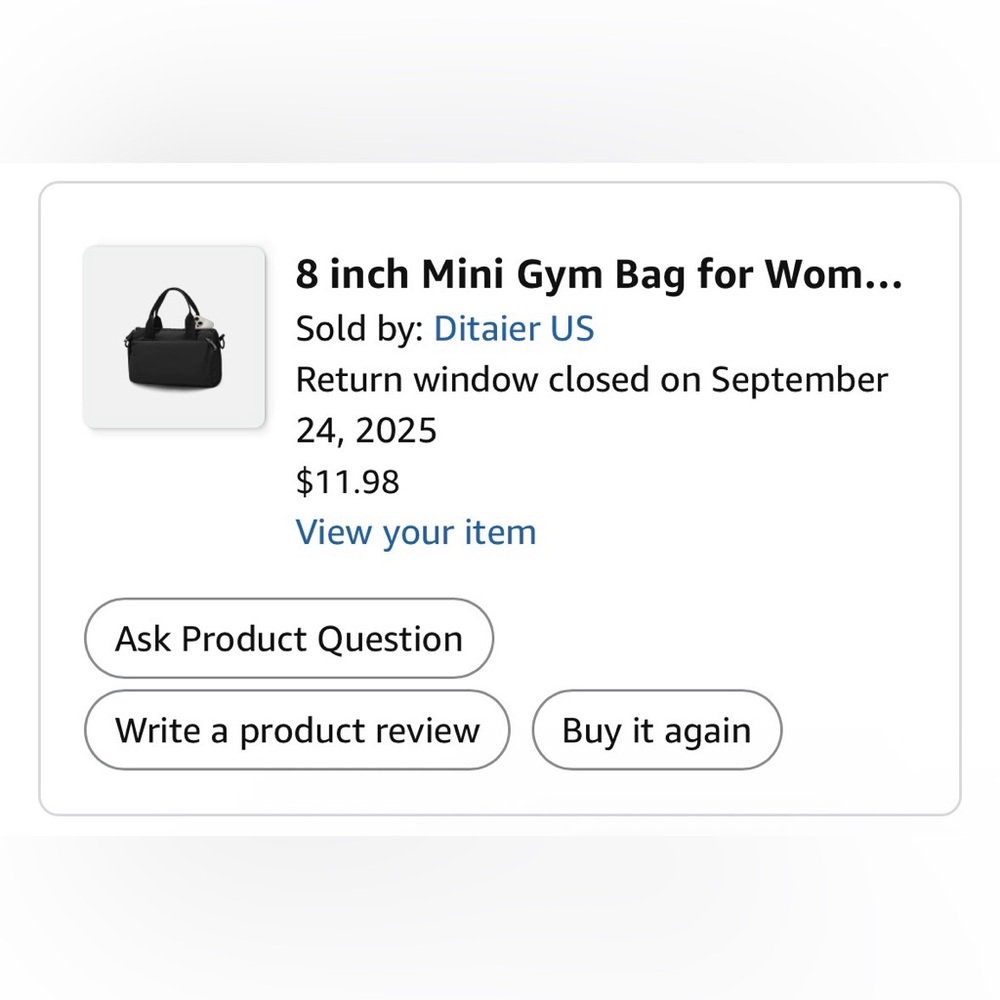 Black Women's Mini Gym Bag